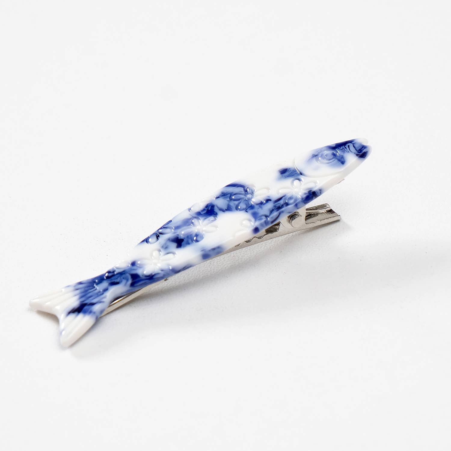 Adorro - Wholesale Hair Clip - Women's - Coastal Blue Floral Sardine Fish Barrette Hair Clip 2