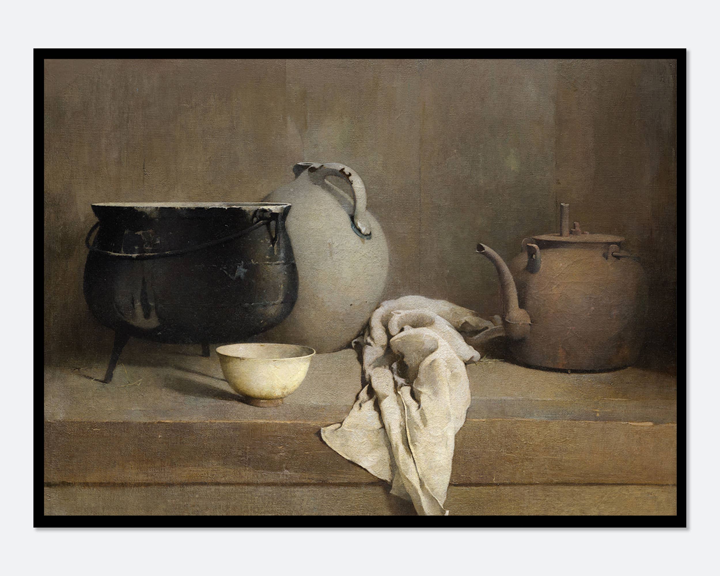 Sugar & Canvas - Vente Affiche d'art - Reproduction d'art vintage européenne de cuisine campagnarde : pots et casseroles VP576