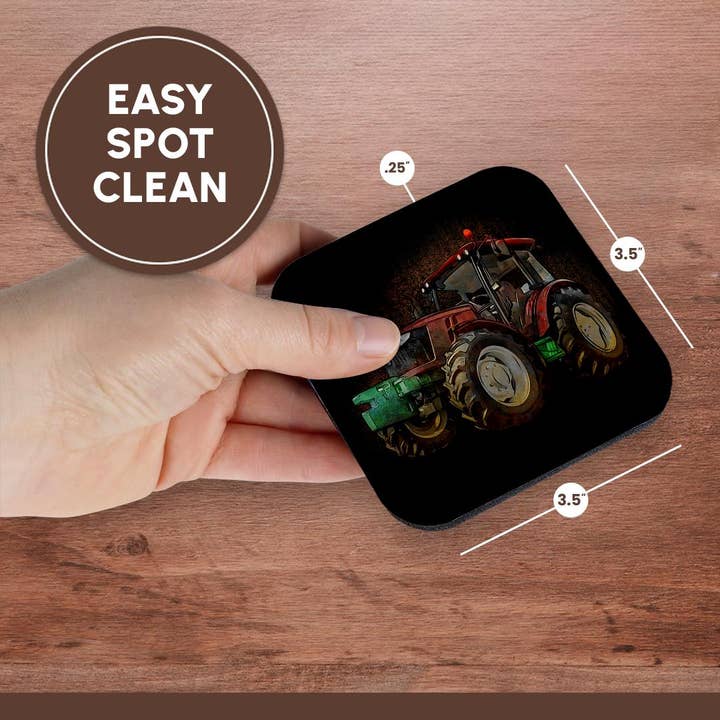 3dRose - Wholesale Coasters - 3dRose, Funny Illustration of a Tracktor for Farmer and Agriculture, Coaster13