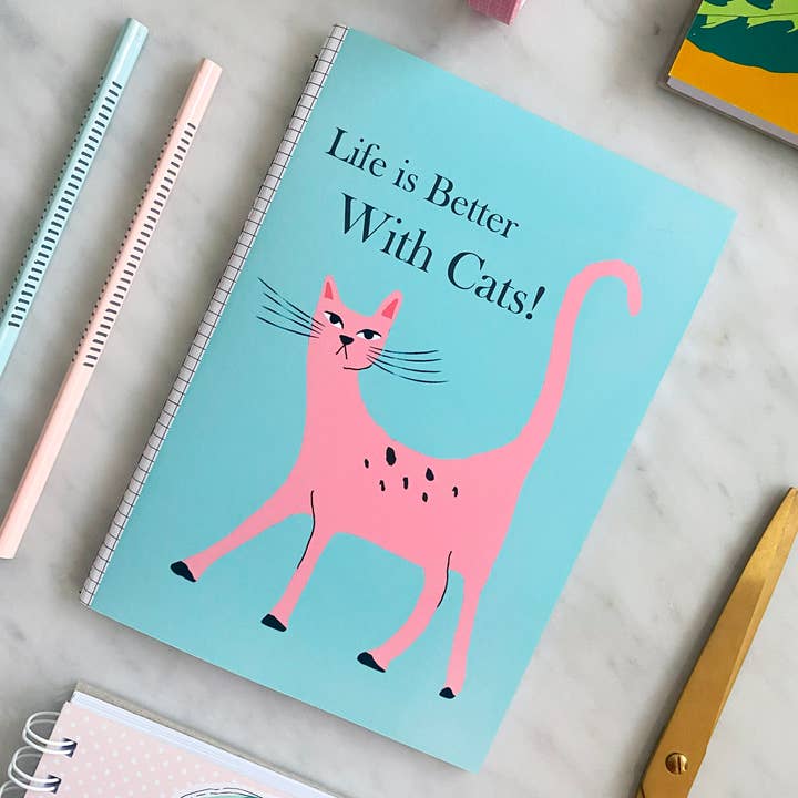 Livet är bättre med katter Linjerad A5-anteckningsbok för wholesale av PAPERCROWN NI