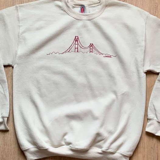 Men's/Unisex Tan and Maroon GGB Crewneck Sweatshirt for wholesale by New Skool
