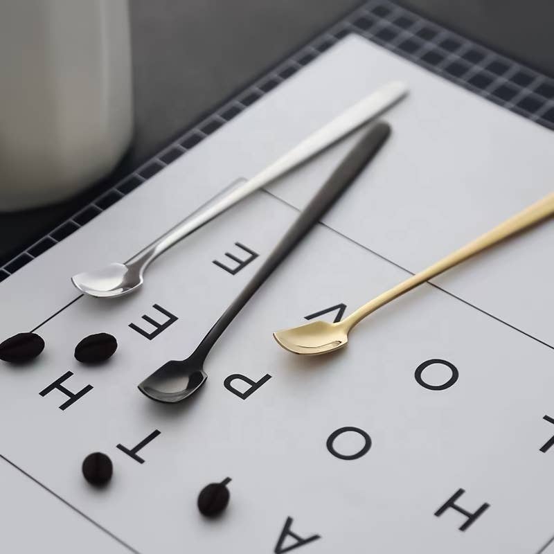 Sostraw & SmartThings – Colher de bar por atacado – Colher de Mistura Longa - Cabeça Quadrada - Café, chá - 5 cores2