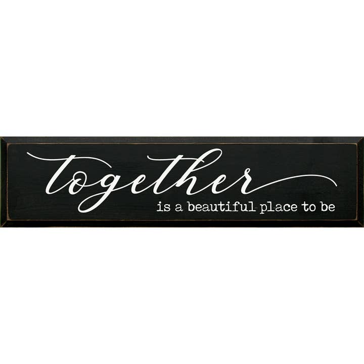 Panneau en bois Together Is Beautiful Place To Be (police mixte) pour la vente par SAWDUST CITY