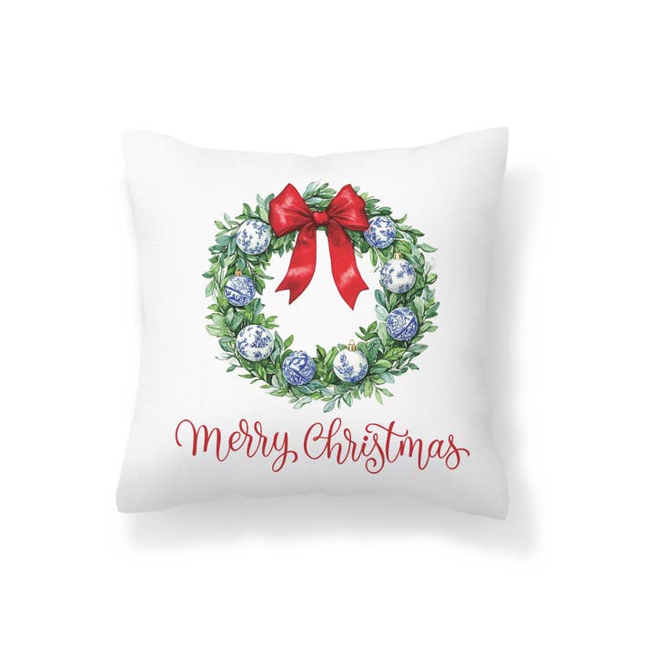 Canary Road - Wholesale Throw/Decorative Pillow - Chinoiserie Blue Christmas Holiday Pillow Decor Preppy