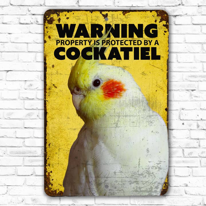 Warning Cockatiel Sign for wholesale by Real Cool Stickers & Stuff