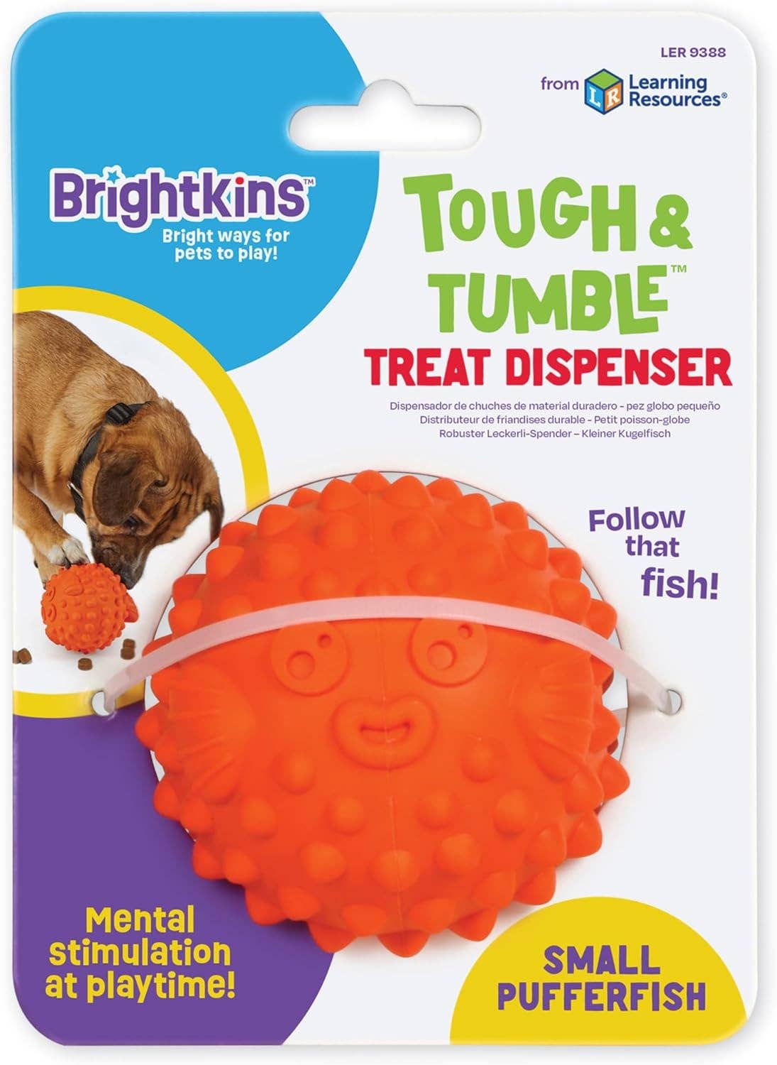 Hunger for Words and Brightkins - Wholesale Pet Toy - Dog - Brightkins™ Tough & Tumble Treat Dispenser Small Pufferfish0