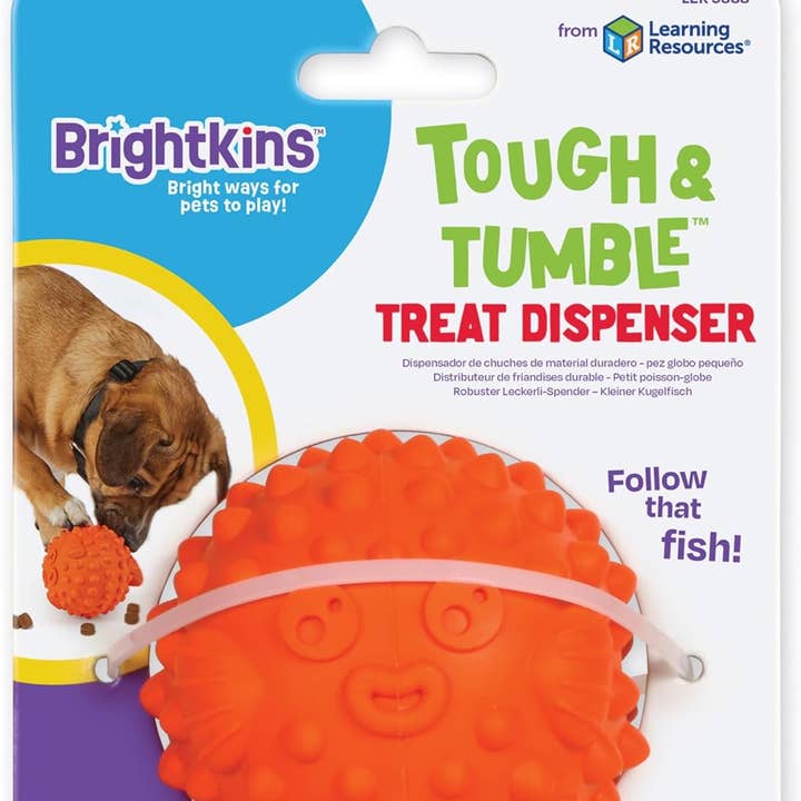 Hunger for Words and Brightkins - Wholesale Pet Toy - Dog - Brightkins™ Tough & Tumble Treat Dispenser Small Pufferfish0