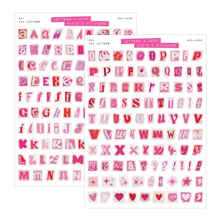 Y2K Letter Set • Letters & More Sticker Set for wholesale by Sadie's Stickers