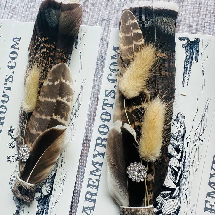 Boots Are My Roots - Wholesale Hat Accessory - Women's - Mixed Feather Hat Pins #119