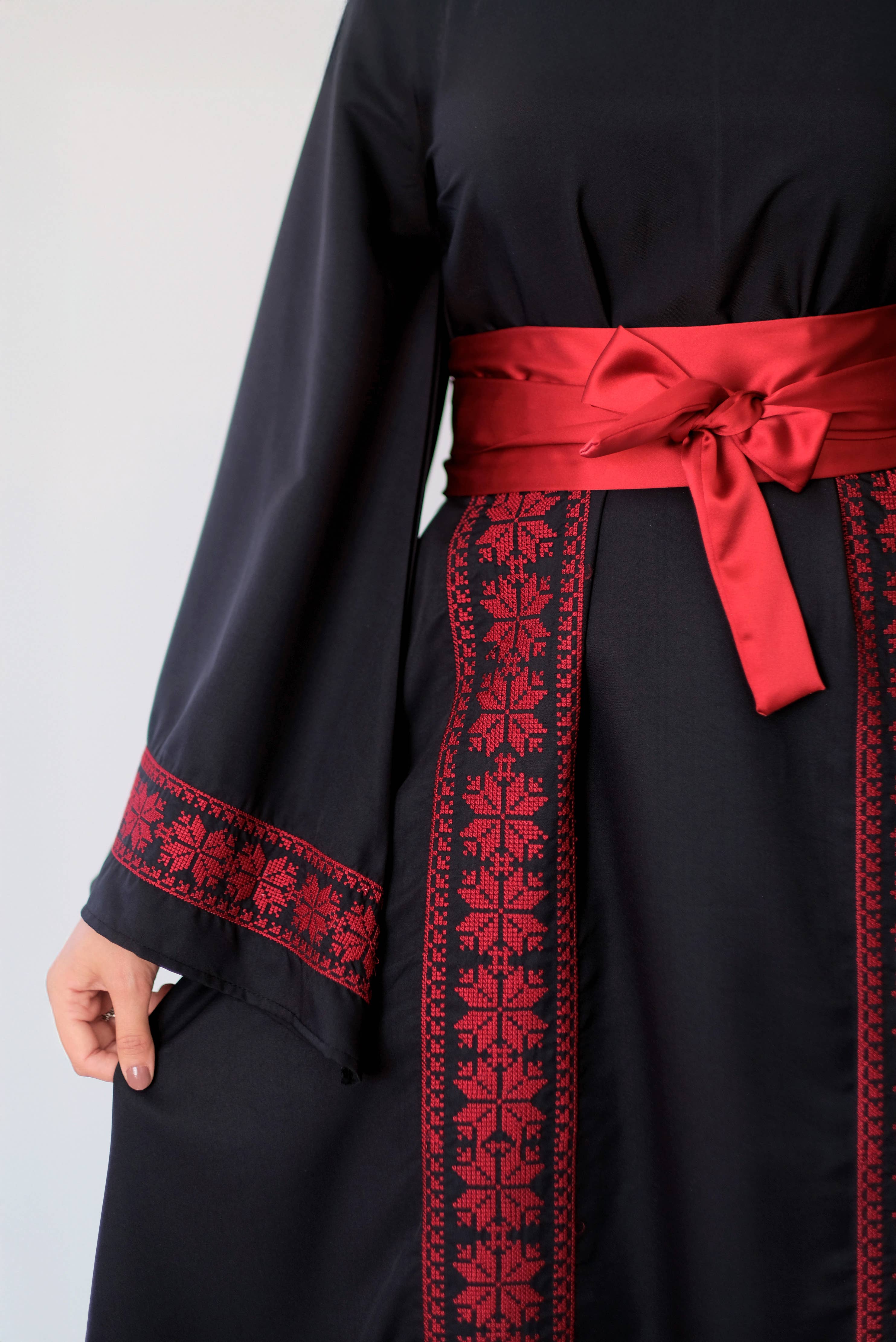 SAIS Fashion - Wholesale Dress - Women's - Palestinian Thob (Embroidered Dress) in Black and Off White3