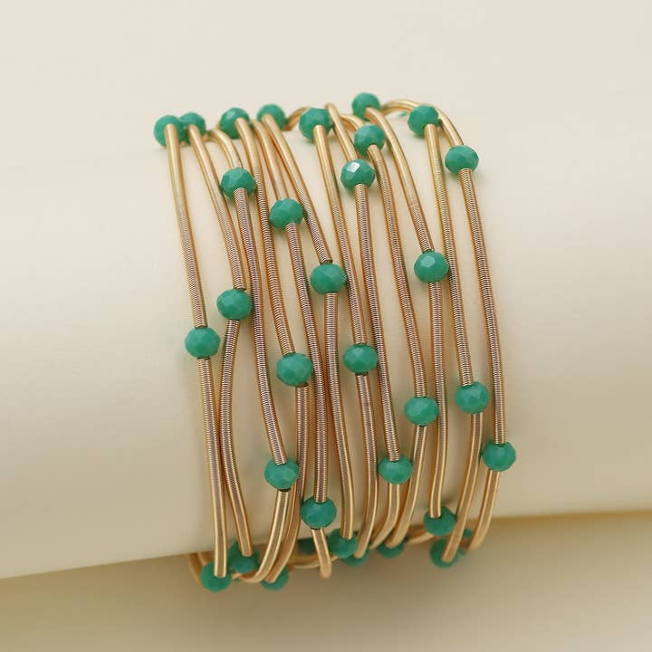 MiMi Wholesale - Wholesale Jewelry Set - CB2176Rhinestone Beads and Coil Stretch Jewelry Bracelet Set5