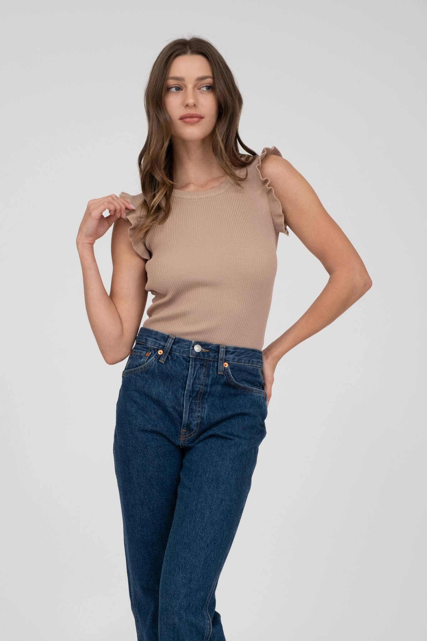 The Workshop Studio - Wholesale Knit Top - Women's - RUFFLE SLEEVELESS SWEATER KNIT TOP14