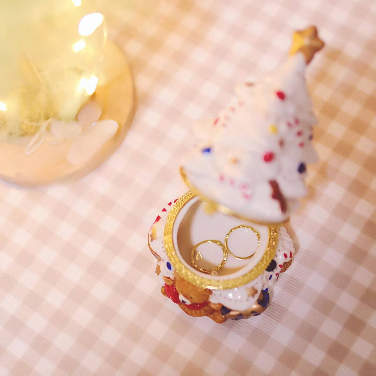 Verdivine - Wholesale Jewelry Box/Organizer - Fuzzy Bear Christmas Tree Trinket Box4