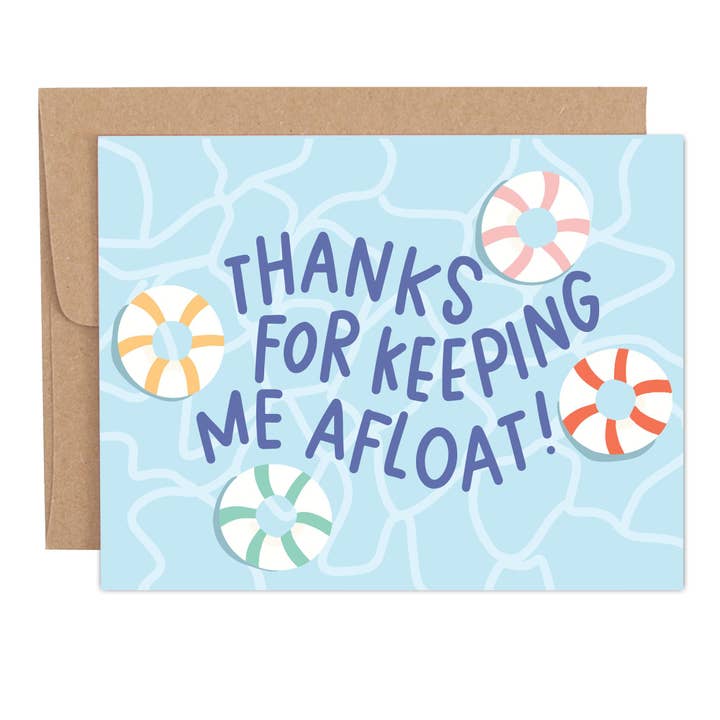 Thanks For Keeping Me Afloat Greeting Card for wholesale by Pippi Post