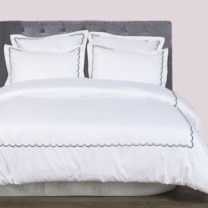 Scallops - Pure Linen Embroidered Edge Duvet Cover Sets for wholesale by The Tangerine Store