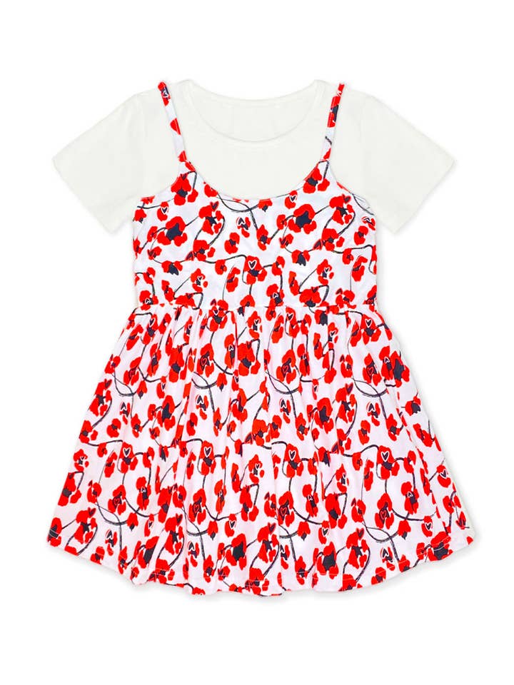 TKD-3994T-M428 Toddler's Floral Dress w/ Double Layers for wholesale on Faire