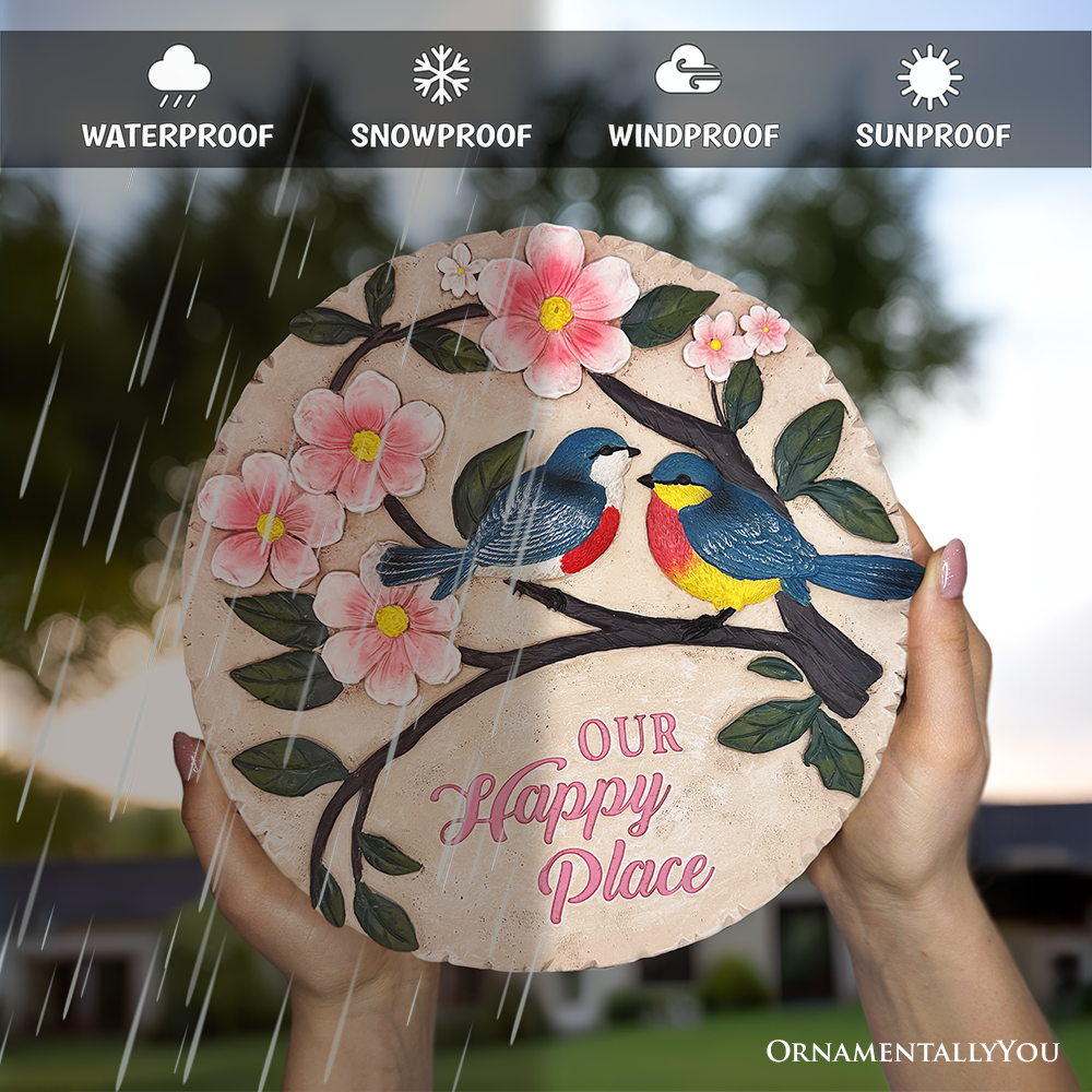 OrnamentallyYou – Großhandel Trittstein – Blühende Singvögel Positivität Trittstein, 24 cm Glücksgartendekoration und Unterstützungs-Geschenk3