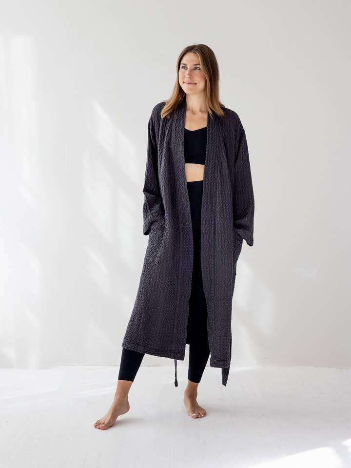 Charcoal Santo robe - 100% organic cotton for wholesale on Faire0