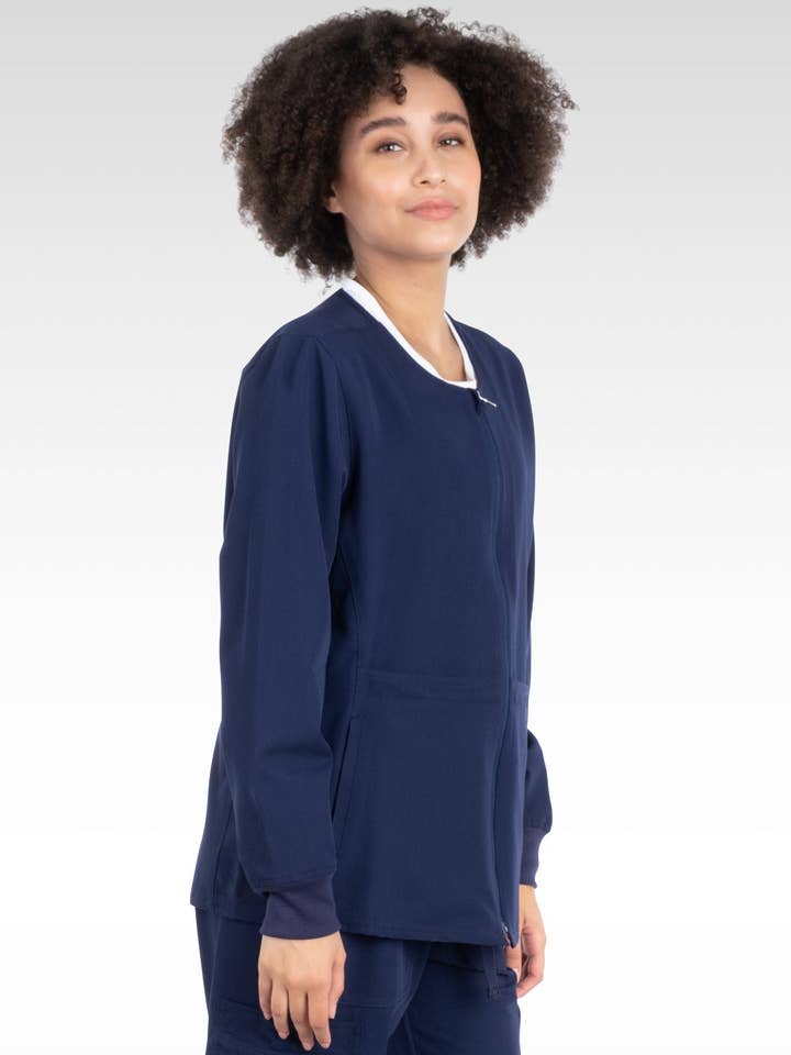 Aura Naturale - Wholesale Healthcare Uniform - Women's - Tana Women Round Neck Zipped Scrubs Jacket 4 Pockets (17050)3