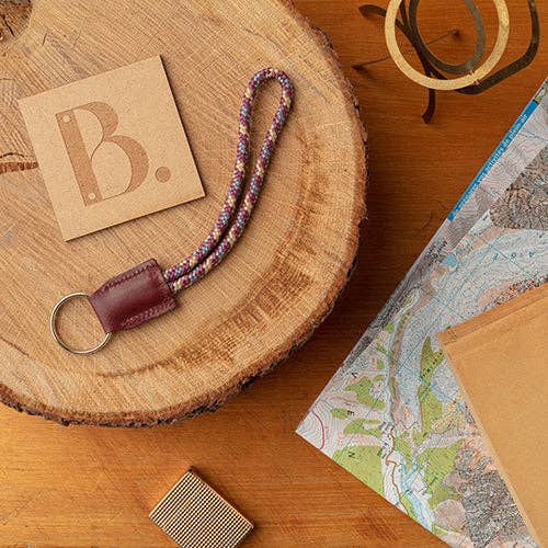 Paracord leather and Paracord key ring Class & burgundy for wholesale by Balmarys