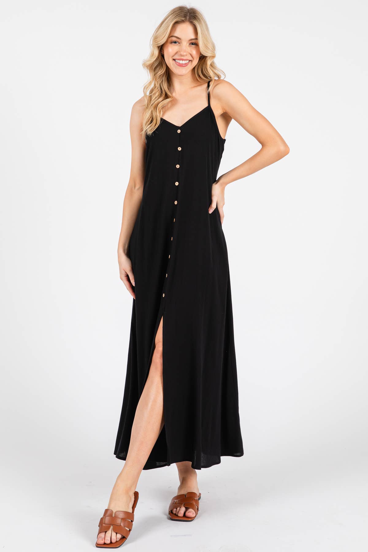 Final Touch - Vente Robe – femme - Robe fluide en mousseline épaisse avec boutons contrastants - ND40209-HV10