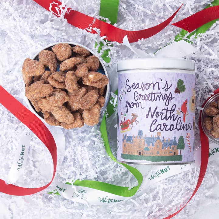 North Carolina Holiday Tin | Gourmet Cookies & Nuts for wholesale by Watanut