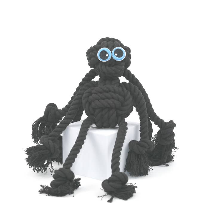 Monli Handcrafted Pet Toys - Wholesale Pet Rope Toy - Dog - Black Spider Dog Handmade Rope Toys | Halloween Decorations