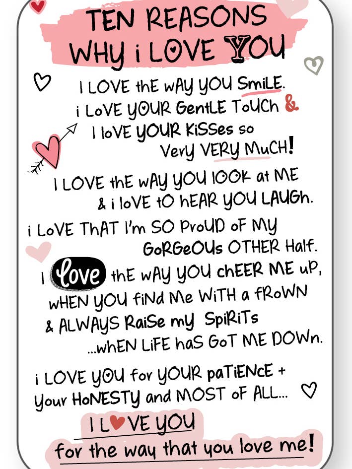 Iwg1205 | Ten Reasons Why - Keepsakes | £0.52 Each for wholesale by WPL Gifts