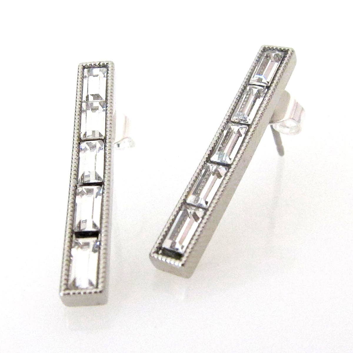 Jessica Elliot Jewelry - Wholesale Stud/Post Earrings - JE Classic Collection Long baguette studs with Swarovski Crystal5