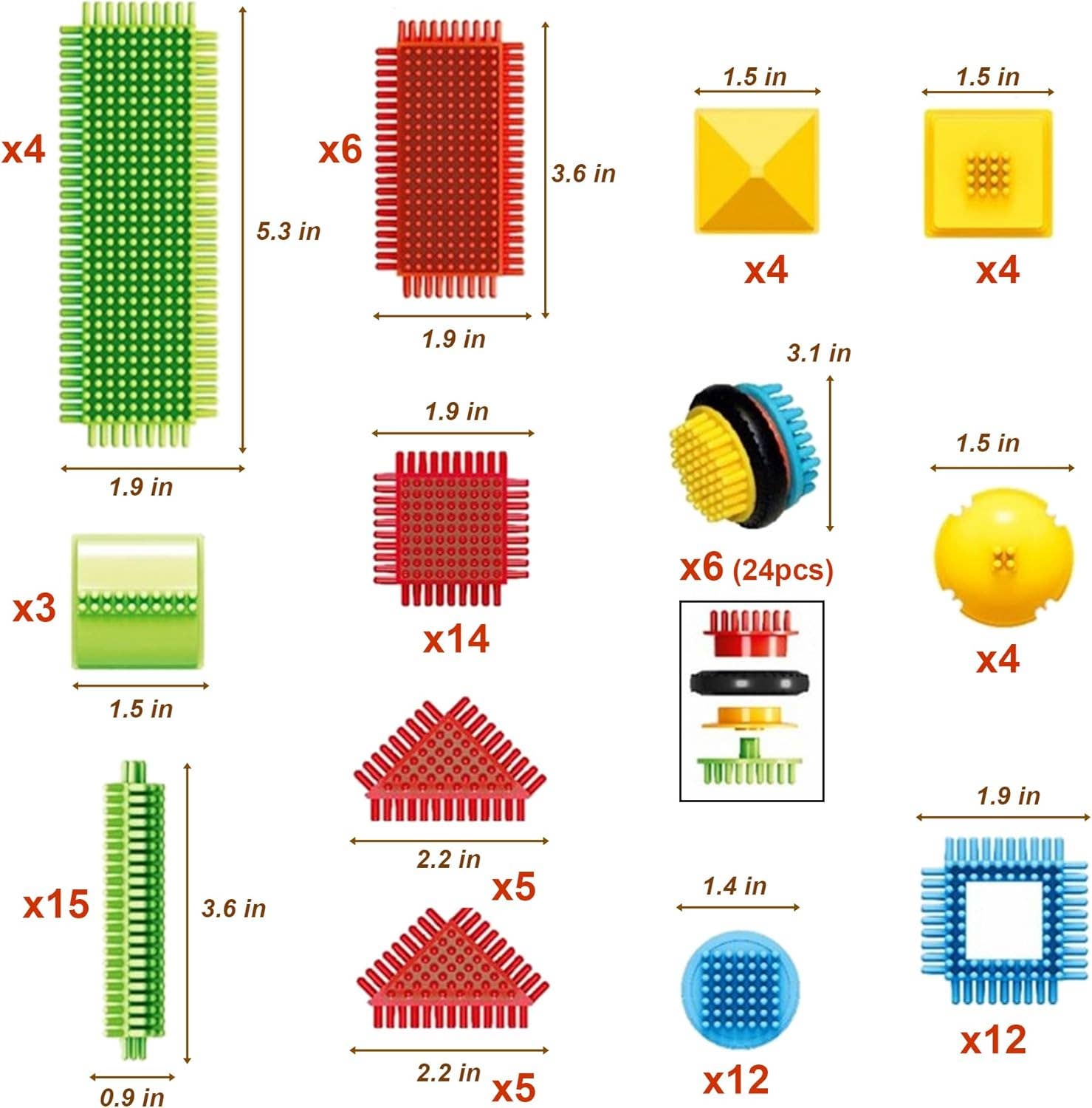 AZ Trading & Import (Toys, RC Toys & More) - Wholesale Building Set - Kids - Colorful Bristle Shape Building Blocks | 112 Pieces1