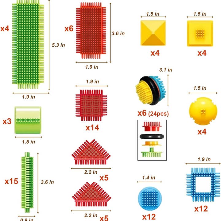 AZ Trading & Import (Toys, RC Toys & More) - Wholesale Building Set - Kids - Colorful Bristle Shape Building Blocks | 112 Pieces1