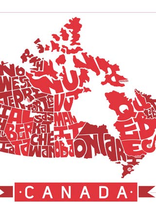 Mappa Tipologia Provincia del Canada per la vendita all'ingrosso da parte di LOST DOG art & frame
