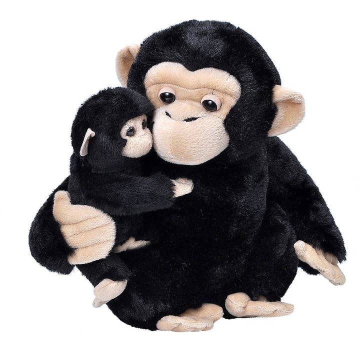 Mom Baby Chimpanse Plys 12" for engroshandel hos Wild Republic