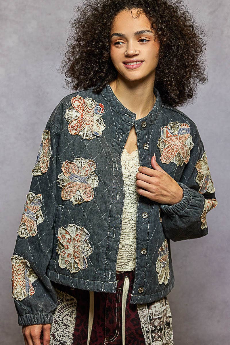 Pol Clothing - Wholesale Jacket - Women's - Mock neck balloon sleeve oversized fit quilted Jacket22