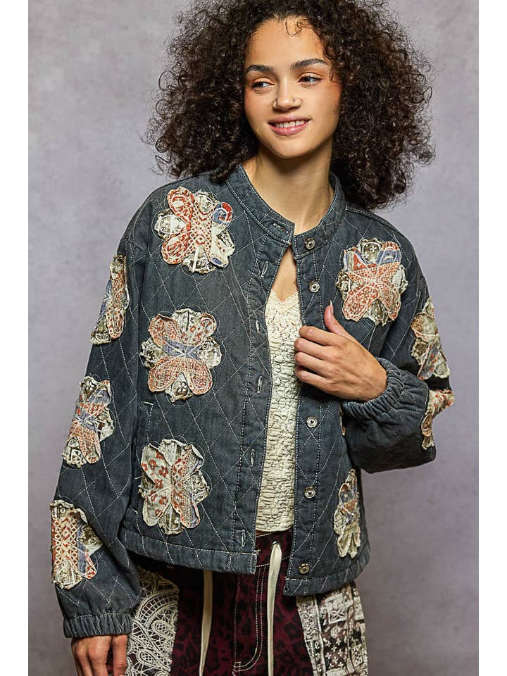 Pol Clothing - Wholesale Jacket - Women's - Mock neck balloon sleeve oversized fit quilted Jacket22