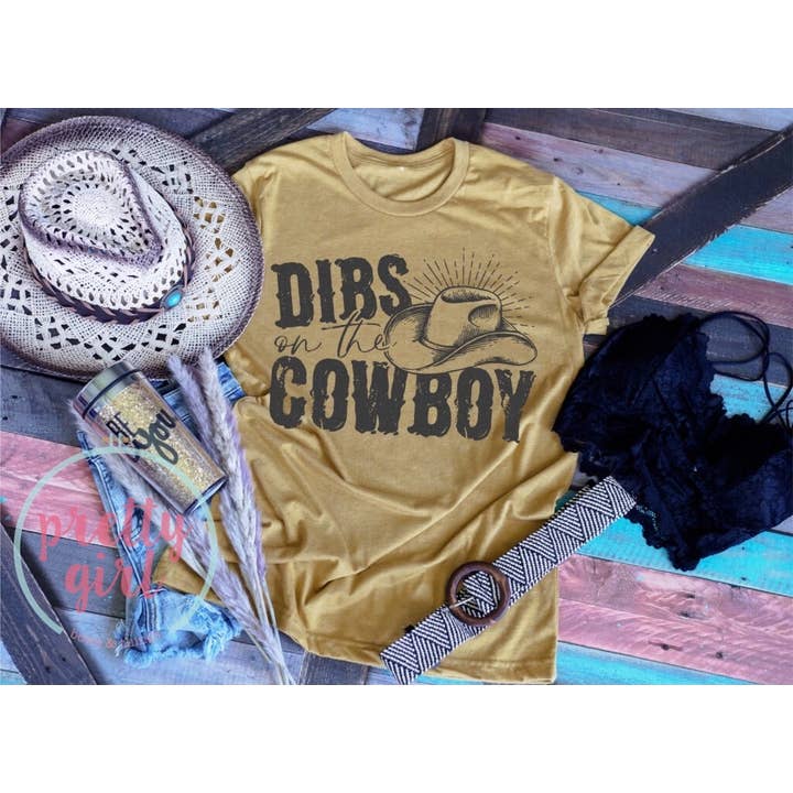 Dibs on the Cowboy Adult Tshirt for wholesale by Pretty Girl Bows and Things