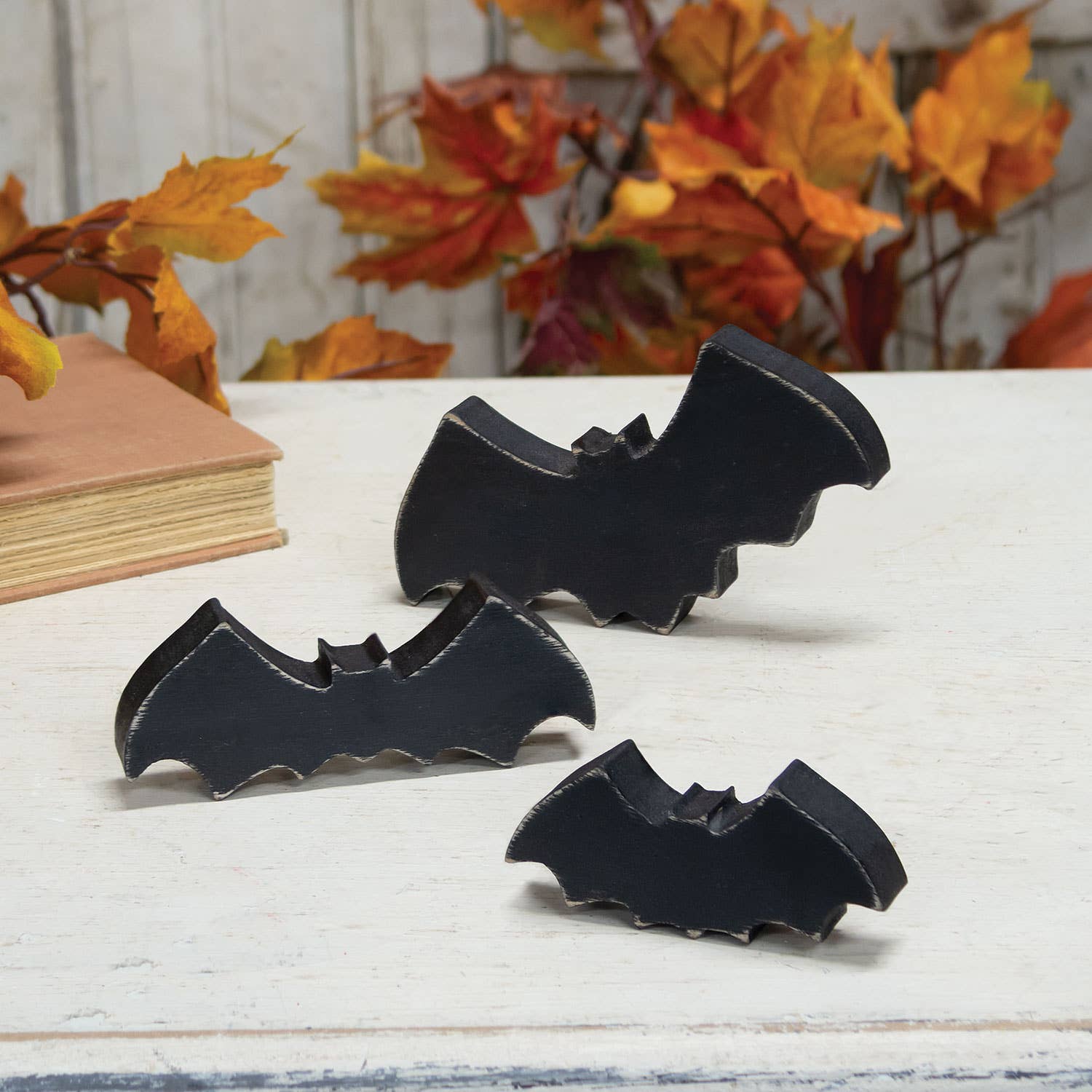 The Hearthside Collection - Wholesale Decorative Tabletop Object - 3/Set, Wooden Bat Chunky Sitters1
