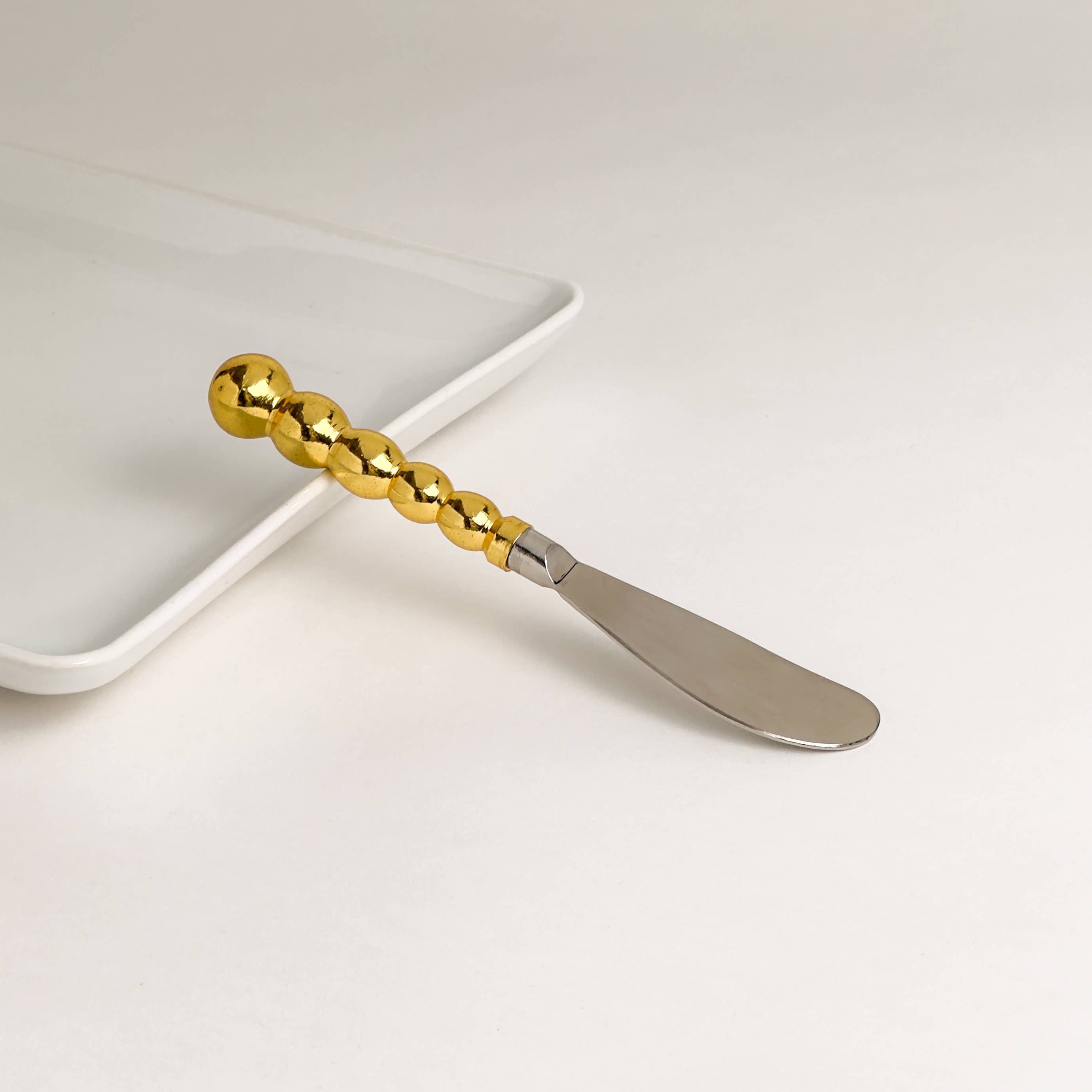 India Handicrafts Inc - Wholesale Cheese Spreader - Gold Beaded Spreader