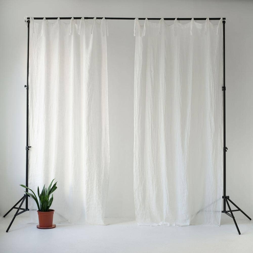 Linen Tales (We cover U.S. import duties) - Wholesale Curtain - Optical White Linen Daytime Tie Top Curtain Set of 20