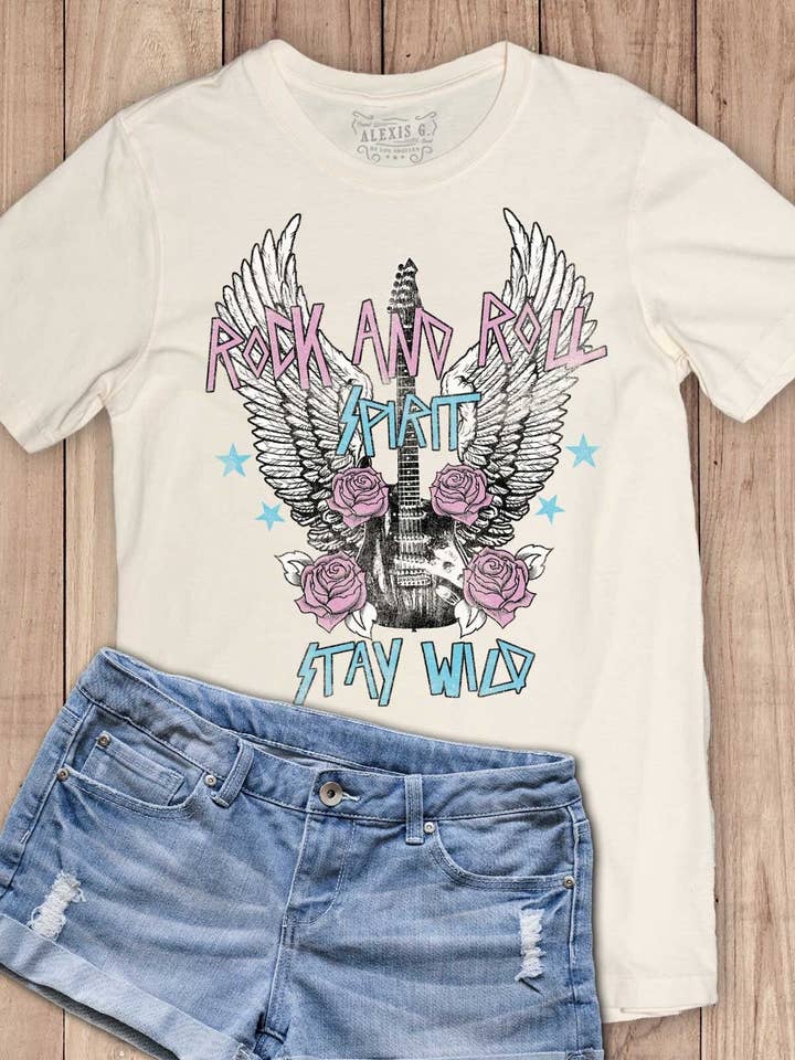 Rock and Roll Graphic Tee, Vintage Rock Music, Guitar Shirt for wholesale by SewCalUSA