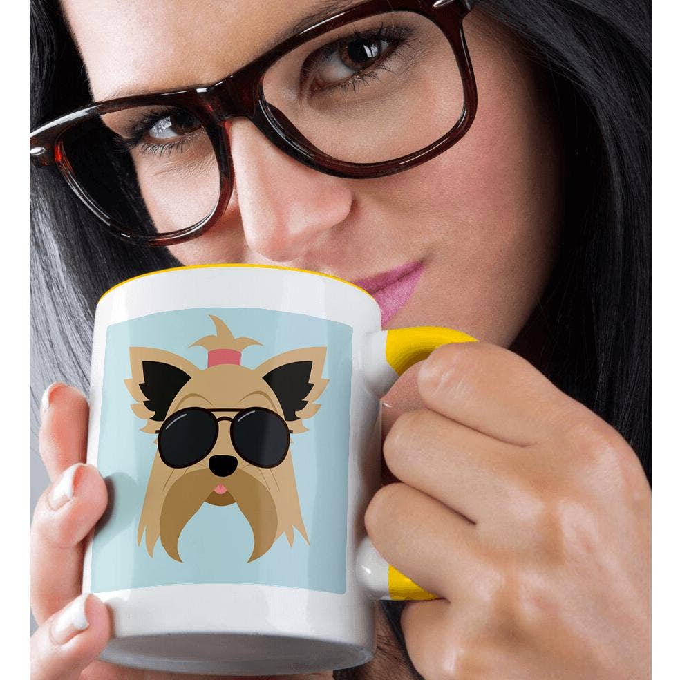 3dRose - Wholesale Coffee Mug - 3dRose, Cool Yorkie Dog with Glasses Yorkshire Terrier, Mug1