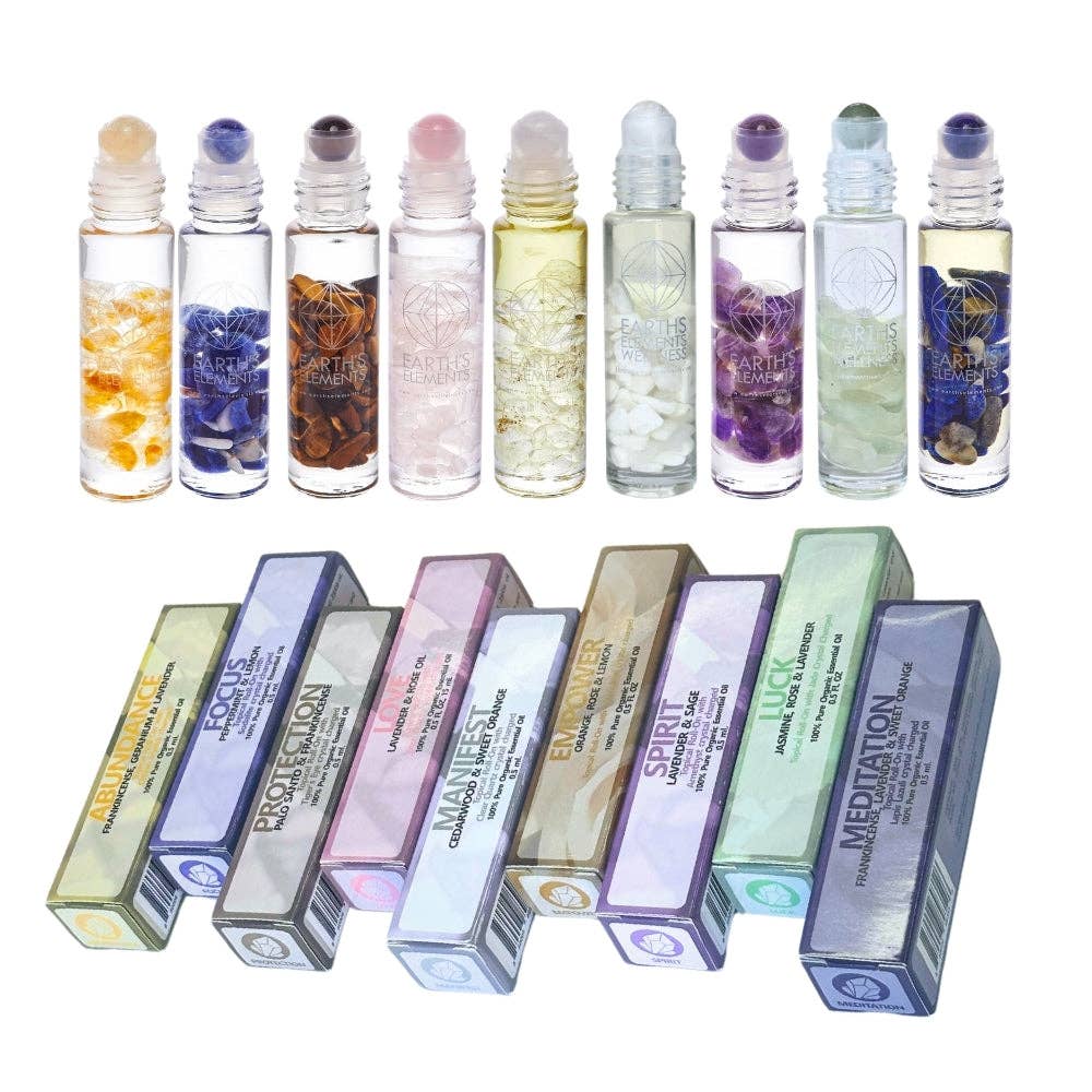 Earths Elements Wholesale - Vente Roll-on aux huiles essentielles - Ensemble de Roll-On Cristal aux Huiles Essentielles - Ensemble de 81 pièces2