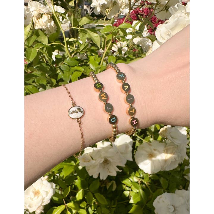 Elevated Faith - Wholesale Beaded Bracelet - Gold Faith Letter Bracelet2