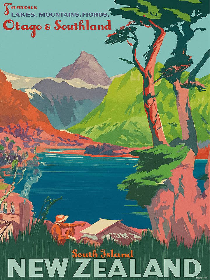 New Zealand, Vinatge Travel Poster 30x40cm Art Print for wholesale by On The Wall Art Ltd