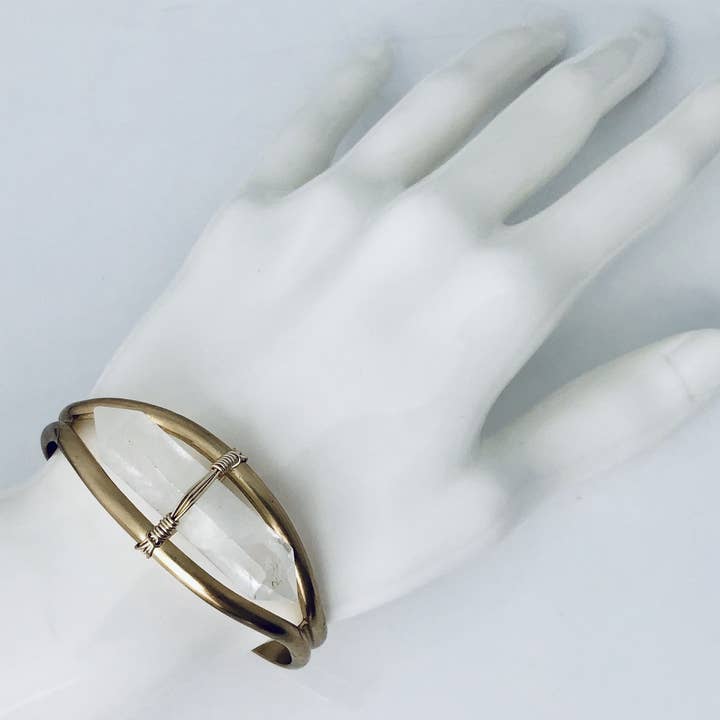Modern Opus - Wholesale Cuff Bracelet - Clear Reiki Quartz and Brass Cuff Bracelet1