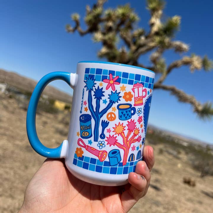 LOLALA - Your California Happiness Market 💛 - Wholesale Coffee Mug - Wild And Free - Joshua Tree Mug (15oz, blue)