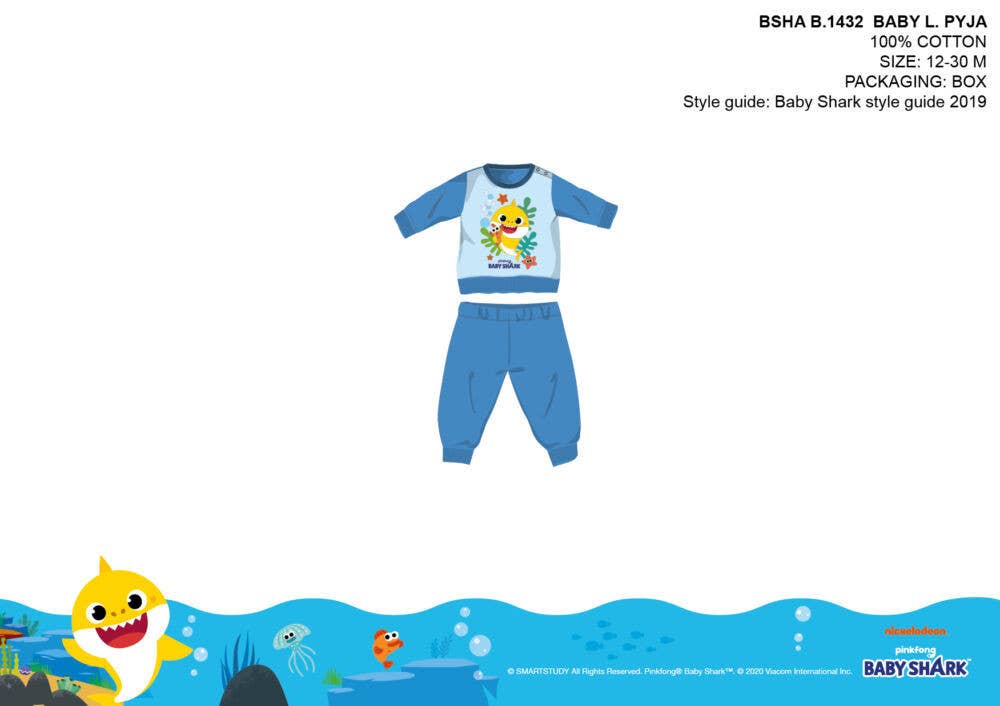 Evidence - Wholesale Jumpsuit - Baby - Baby Shark Baby Pajamas - Jersey Cotton Pajamas