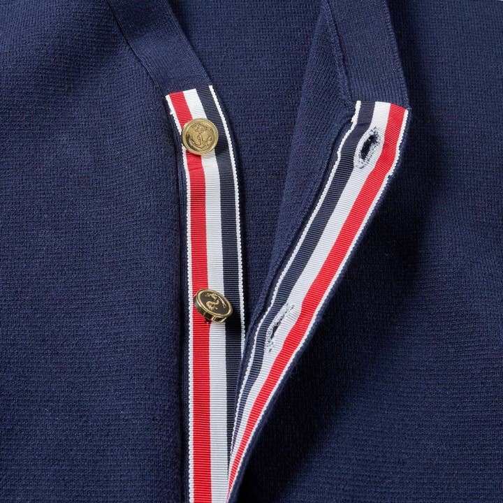 Bleu foncé Cardigan en laine brodé serpent JK201 – Style décontracté à col en V en vente sur Faire4