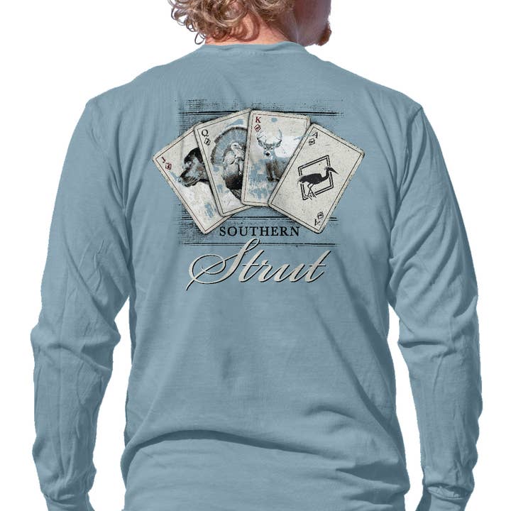 Jagtkort Chambray Langærmet T-shirt for engroshandel hos Southern Strut
