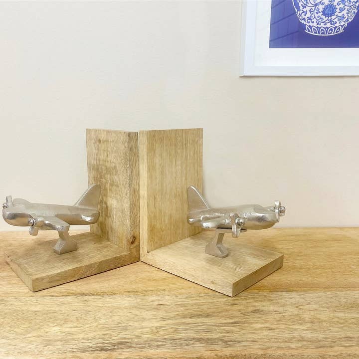 From Under The Stairs – wholesale Bookend – Set of Two Aeroplane Bookends